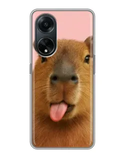 Чехол для OPPO A98 с картинкой «Капибара с языком»