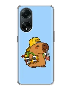 Чехол для OPPO A98 с картинкой «Капибара на скейте»