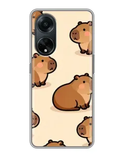 Чехол для OPPO A98 с картинкой «Паттерн милых капибар»