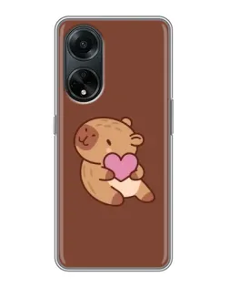 Чехол для OPPO A98 с картинкой «Капибара с сердцем»