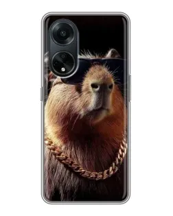 Чехол для OPPO A98 с картинкой «Капибара золотая цепь»
