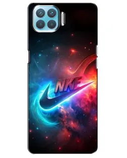 Чехол для OPPO F17 с картинкой «Огненный логотип Nike»