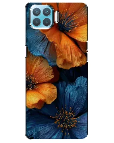 Чехол для OPPO F17 с картинкой «Яркая сине-оранжевая флора» Чехол для OPPO F17 с картинкой «Яркая сине-оранжевая флора»