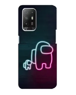 Чехол для OPPO F19 Pro Plus 5G с картинкой «Among Us неон-арт»