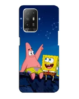 Чехол для OPPO F19 Pro Plus 5G с картинкой «Губка Боб и Патрик ночью»