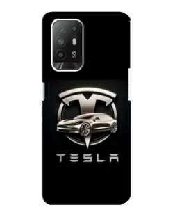 Чехол для OPPO F19 Pro Plus 5G с картинкой «Tesla — серебристое авто»