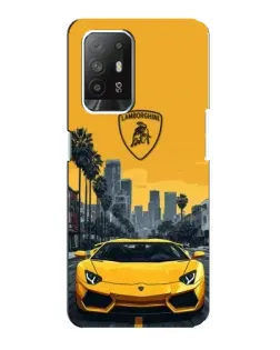Чехол для OPPO F19 Pro Plus 5G с картинкой «Желтый Lamborghini город»