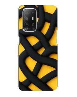 Чехол для OPPO F19 Pro Plus 5G с картинкой «Черное желтое переплетение»