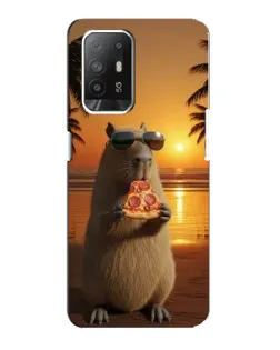 Чехол для OPPO F19 Pro Plus 5G с картинкой «Капибара с пиццей»
