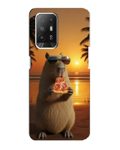 Чехол для OPPO F19 Pro Plus 5G с картинкой «Капибара с пиццей»