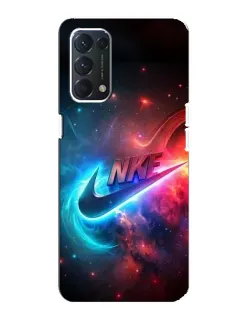 Чехол для OPPO F19 с картинкой «Огненный логотип Nike»