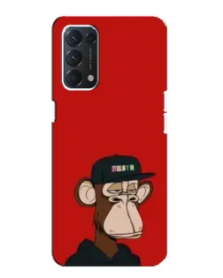 Чехол для OPPO F19 с картинкой «Bored Ape — красный фон»
