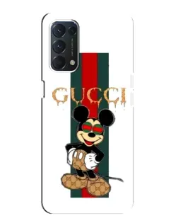 Чехол для OPPO F19 с картинкой «Микки Маус Gucci — полосы»