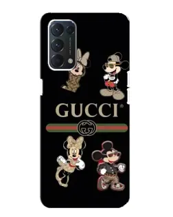 Чехол для OPPO F19 с картинкой «Gucci — герои Disney и монограмма»