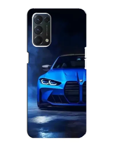 Чехол для OPPO F19 с картинкой «Голубая BMW M4»
