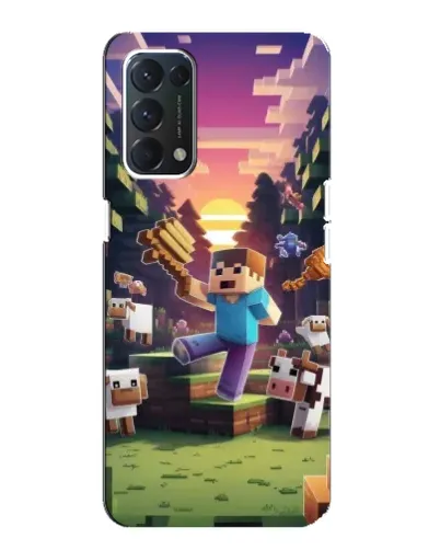 Чехол для OPPO F19 с картинкой «Стив на ферме»