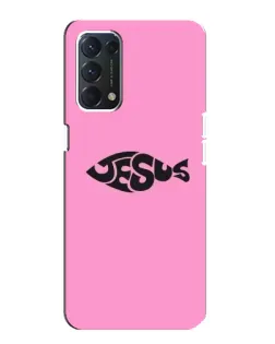 Чехол для OPPO F19 с картинкой «Розовый символ  Jesus»