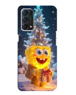 Чехол для OPPO F19 с картинкой «Рождественский Спанч Боб»