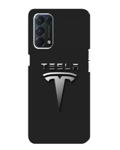 Чехол для OPPO F19 с картинкой «Стальной логотип Tesla»
