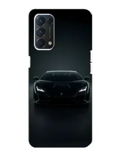 Чехол для OPPO F19 с картинкой «Черный Lamborghini Aventador»