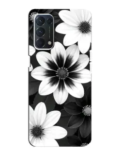 Чехол для OPPO F19 с картинкой «Монохромные астры»