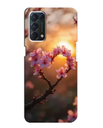 Чехол для OPPO F19 с картинкой «Розовый цвет сердце на фоне заката»