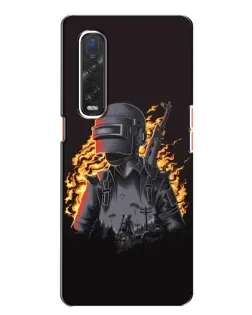 Чехол для OPPO Find X2 с картинкой «PUBG — огненный силуэт»