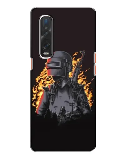 Чехол для OPPO Find X2 с картинкой «PUBG — огненный силуэт»