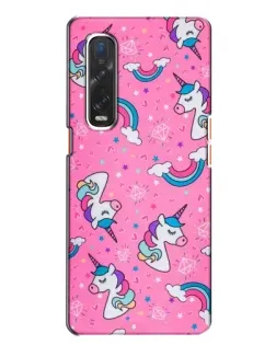 Чехол для OPPO Find X2 с картинкой «Unicorn паттерн розовый»