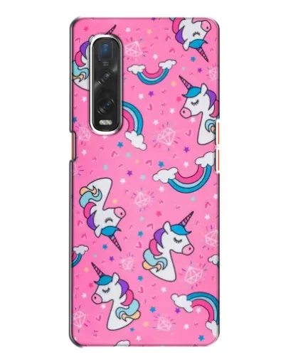 Чехол для OPPO Find X2 с картинкой «Unicorn паттерн розовый»