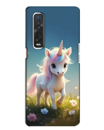 Чехол для OPPO Find X2 с картинкой «Единорог на поляне»