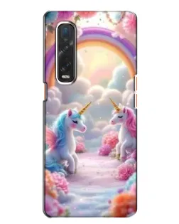 Чехол для OPPO Find X2 с картинкой «Радуга и единороги»