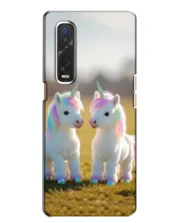 Чехол для OPPO Find X2 с картинкой «Пара единорогов»