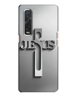 Чехол для OPPO Find X2 с картинкой «Металлический крест Jesus»