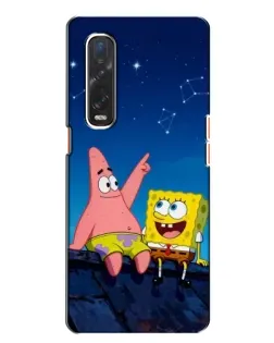 Чехол для OPPO Find X2 с картинкой «Губка Боб и Патрик ночью»