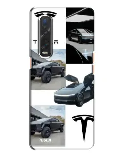 Чохол для OPPO Find X2 з картинкою «Колаж Cybertruck Tesla»