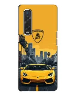 Чохол для OPPO Find X2 з картинкою «Жовтий Lamborghini місто»