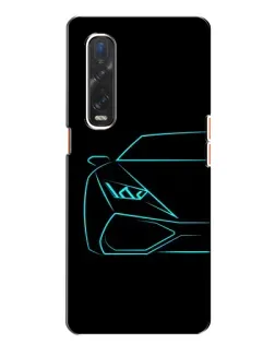 Чохол для OPPO Find X2 з картинкою «Блакитний силует Lamborghini»
