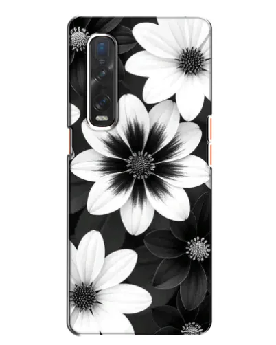 Чехол для OPPO Find X2 с картинкой «Монохромные астры»