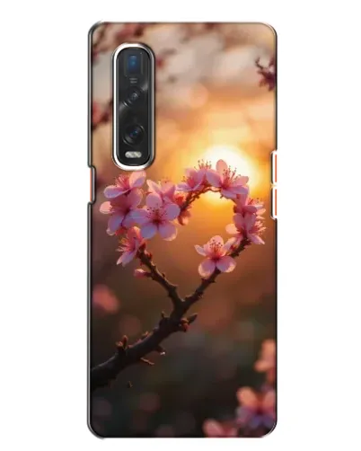 Чехол для OPPO Find X2 с картинкой «Розовый цвет сердце на фоне заката»