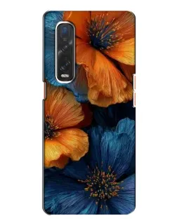 Чехол для OPPO Find X2 с картинкой «Яркая сине-оранжевая флора»