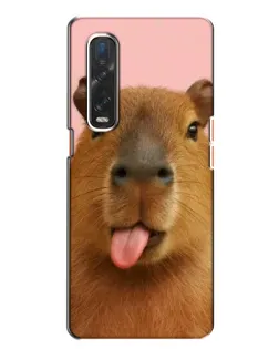 Чехол для OPPO Find X2 с картинкой «Капибара с языком»