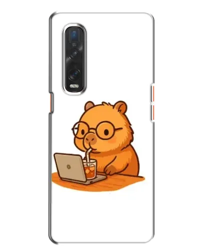 Чехол для OPPO Find X2 с картинкой «Капибара с ноутбуком»