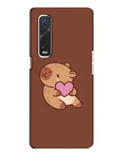 Чехол для OPPO Find X2 с картинкой «Капибара с сердцем»