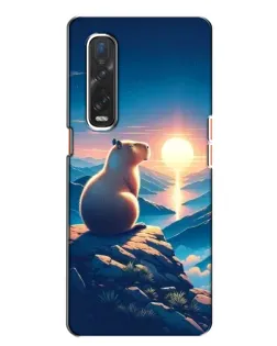 Чехол для OPPO Find X2 с картинкой «Закат солнца с капибарой»