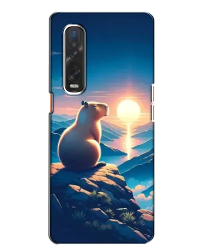 Чехол для OPPO Find X2 с картинкой «Закат солнца с капибарой»
