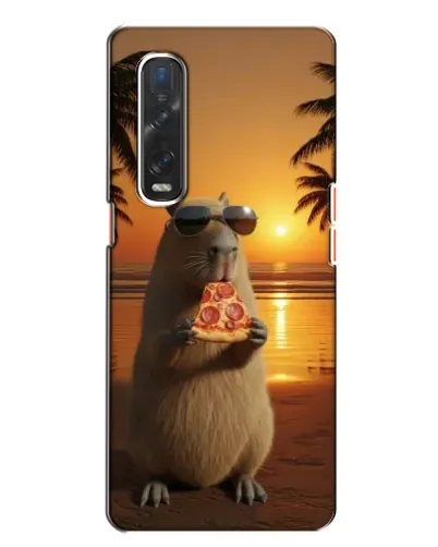 Чехол для OPPO Find X2 с картинкой «Капибара с пиццей»