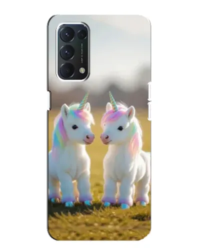 Чехол для OPPO Find X3 Lite с картинкой «Пара единорогов»