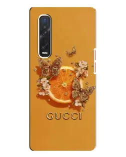 Чехол для OPPO Find X3 Pro с картинкой «Gucci — золотые бабочки»
