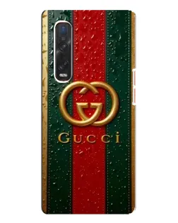 Чехол для OPPO Find X3 Pro с картинкой «Gucci — фирменная полоса и золото»